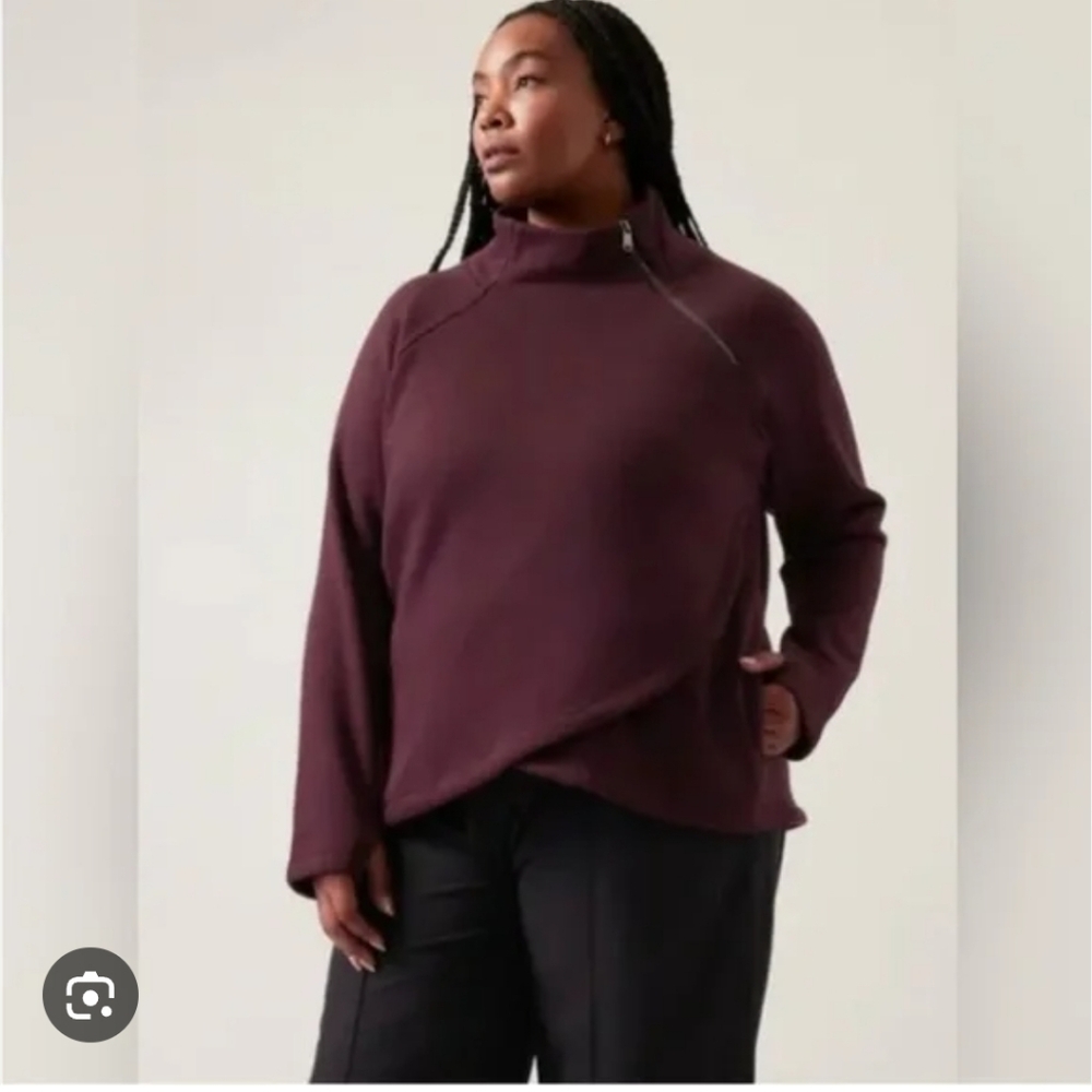 Athleta Women's Cozy Karma Asym Pullover In Burgundy Size 1X